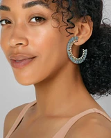 Evie Gold Hoop Earrings in Turquoise