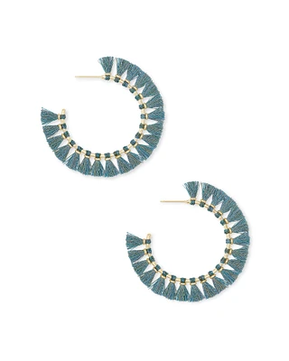 Evie Gold Hoop Earrings in Turquoise
