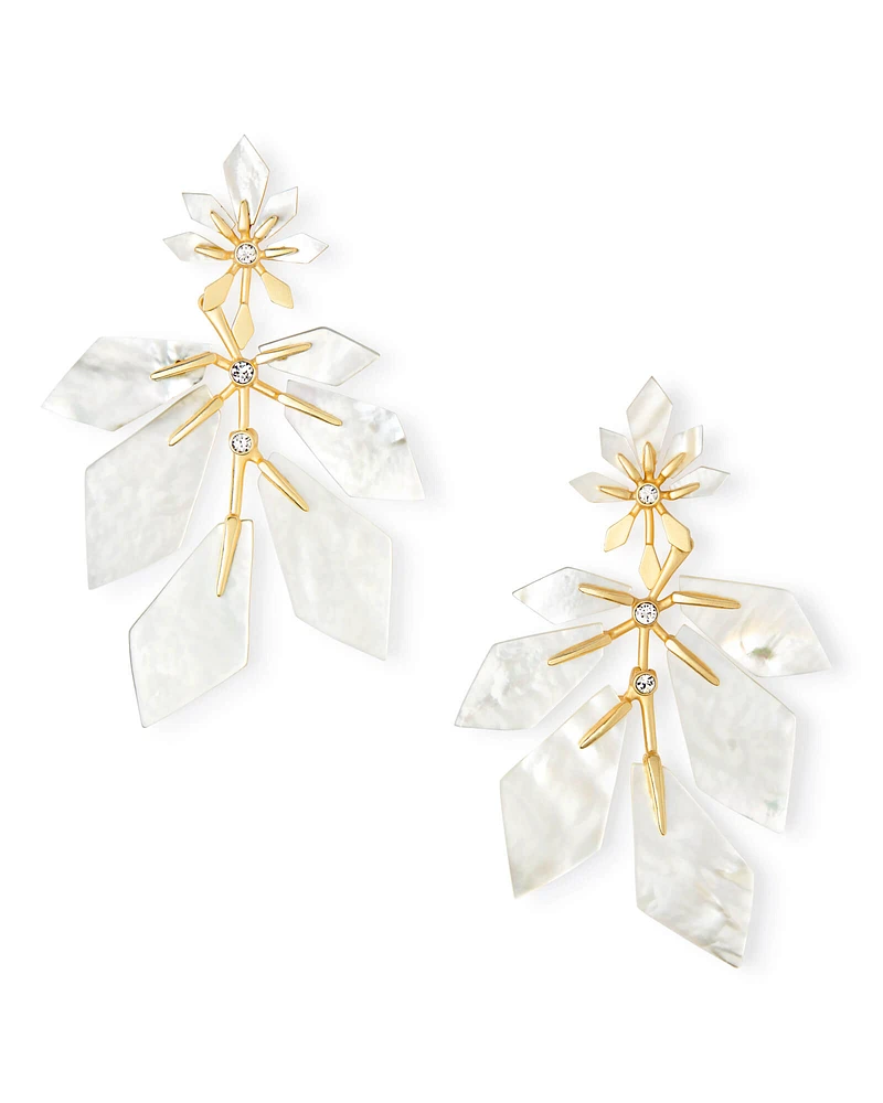 Jaylin Gold Statement Earrings in Ivory Mother-of-Pearl