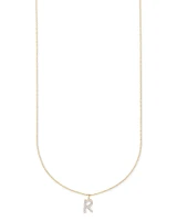 Diamond Letter R Pendant Necklace in 14k Yellow Gold