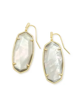Faceted Elle Gold Drop Earrings in Gray Illusion