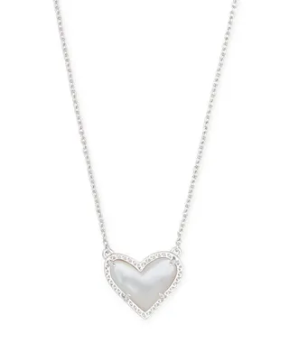 Ari Heart Silver Pendant Necklace Ivory Mother-of-Pearl