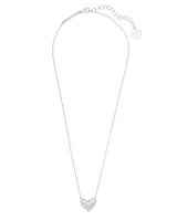 Ari Heart Silver Short Pendant Necklace in Bubblegum Pink Kyocera Opal