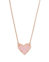 Ari Heart Rose Gold Pendant Necklace in Light Pink Drusy