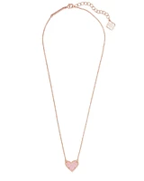 Ari Heart Rose Gold Pendant Necklace in Light Pink Drusy