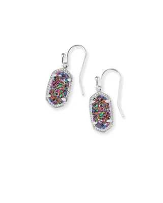 Lee Silver Drop Earrings in Multicolor Drusy