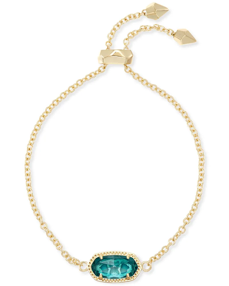 Elaina Gold Adjustable Chain Bracelet in London Blue Glass