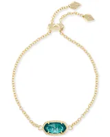 Elaina Gold Adjustable Chain Bracelet in London Blue Glass