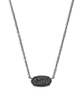 Elisa Pendant Necklace in Black Drusy