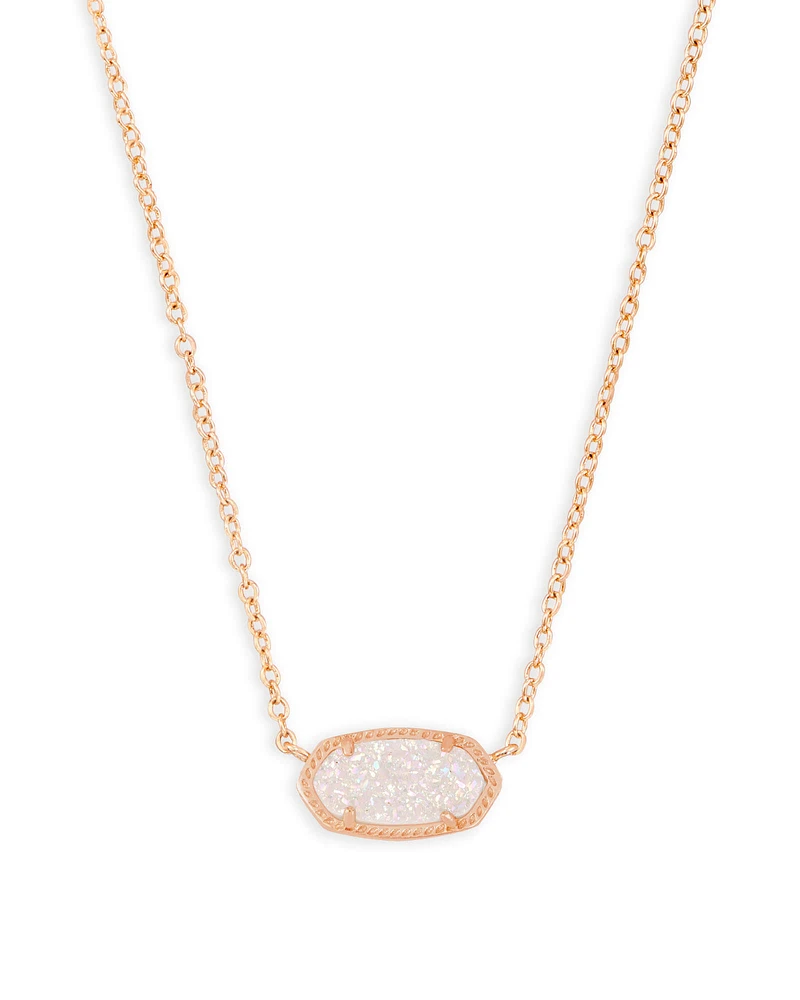 Elisa Rose Gold Pendant Necklace Iridescent Drusy