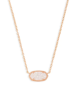 Elisa Rose Gold Pendant Necklace Iridescent Drusy