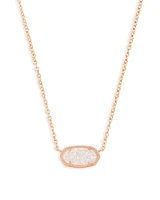 Elisa Rose Gold Pendant Necklace Iridescent Drusy