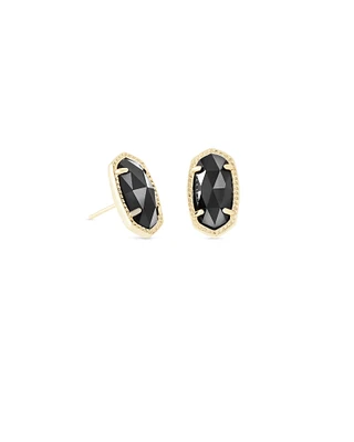 Ellie Gold Stud Earrings Dichroic Glass