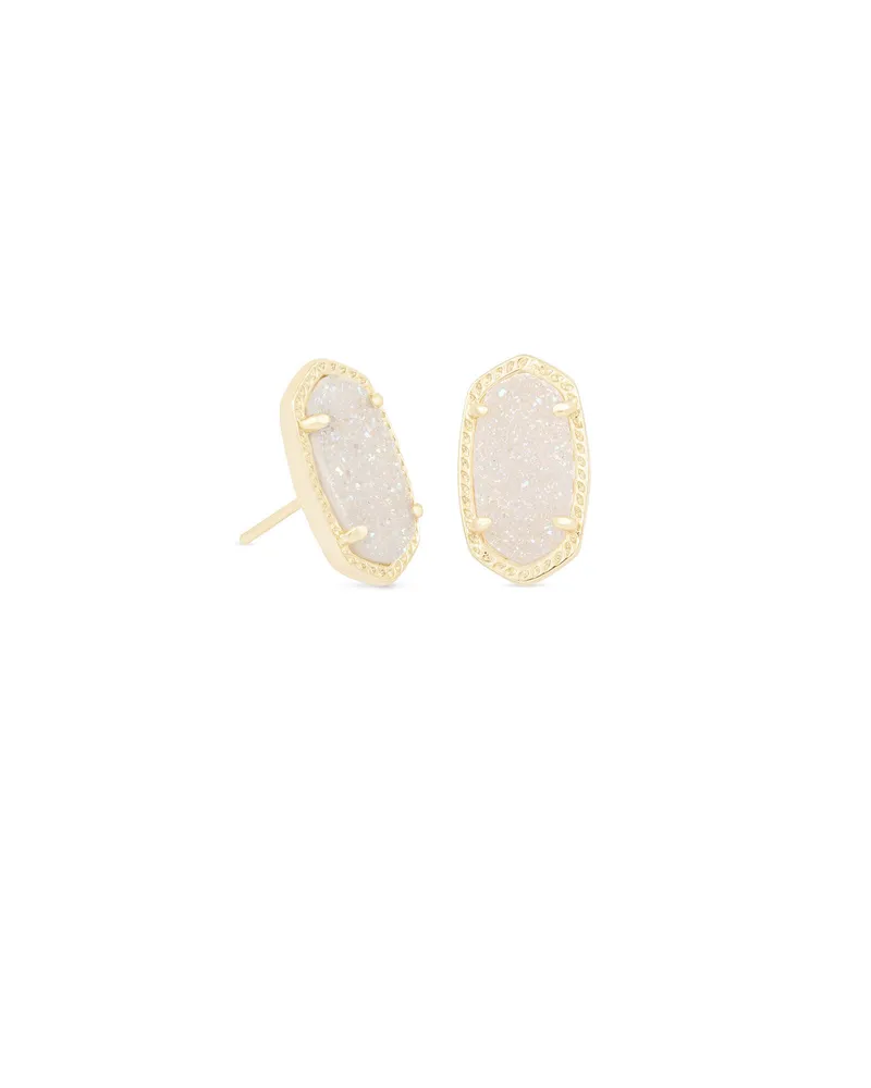 Ellie Gold Stud Earrings in Iridescent Drusy