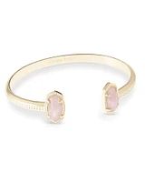 Elton Gold Cuff Bracelet in Rose Quartz