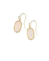 Lee Gold Drop Earrings White Kyocera Opal