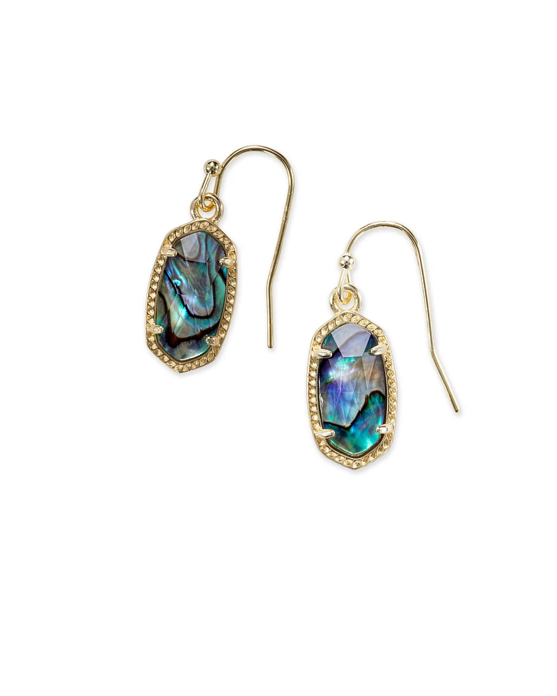 Lee Gold Drop Earrings White Kyocera Opal