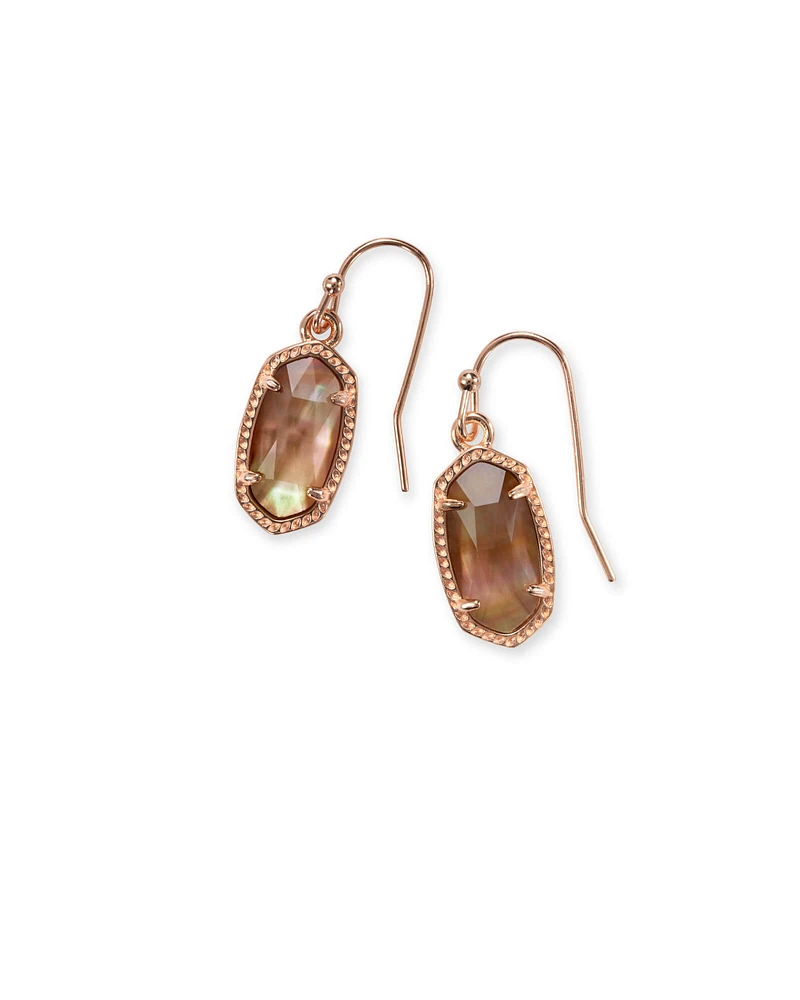 Lee Rose Gold Drop Earrings in Brown Mother-of-Pearl