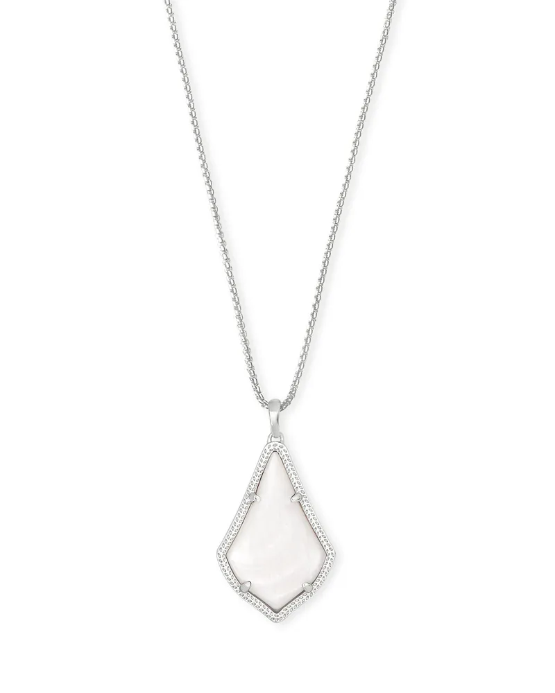 Alex Silver Pendant Necklace in White Mother-of-Pearl