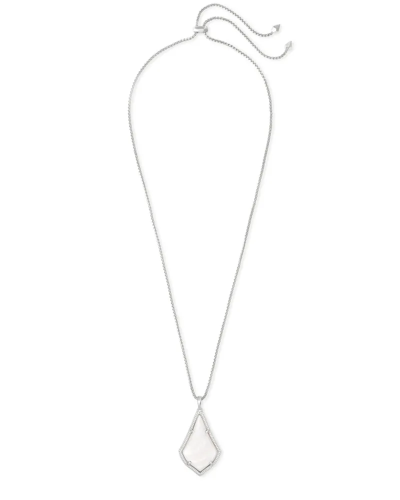 Alex Silver Pendant Necklace in White Mother-of-Pearl