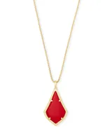 Alex Gold Pendant Necklace in Bright Red Opaque Glass