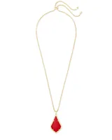 Alex Gold Pendant Necklace in Bright Red Opaque Glass