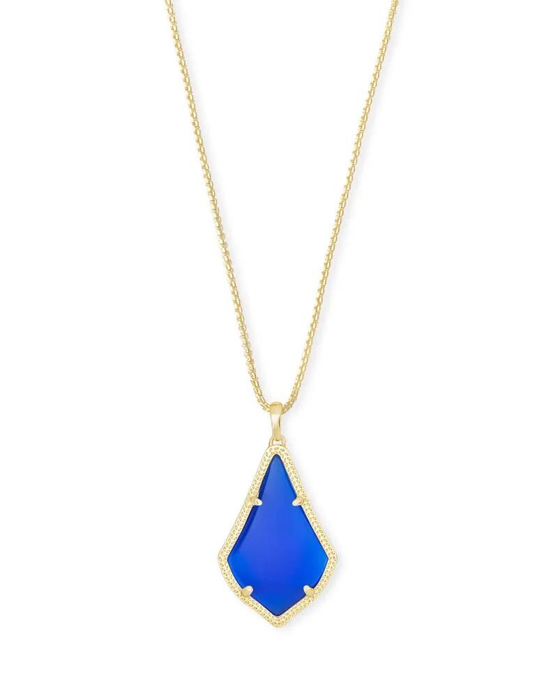 Alex Gold Pendant Necklace in Cobalt Cat's Eye