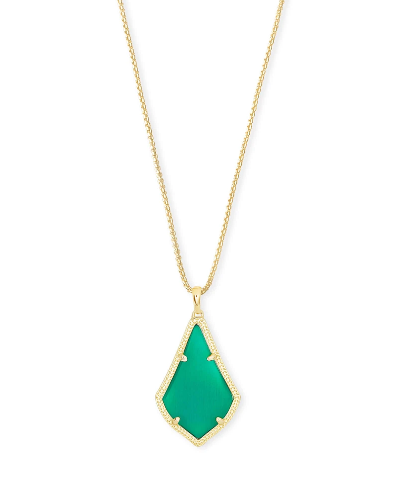 Alex Gold Pendant Necklace in Emerald Cat's Eye