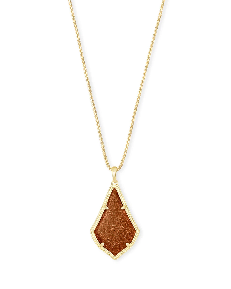 Alex Gold Pendant Necklace in Goldstone Glass