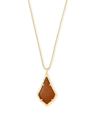 Alex Gold Pendant Necklace in Goldstone Glass