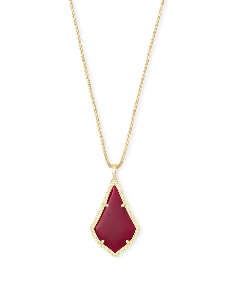 Alex Gold Pendant Necklace in Maroon Jade