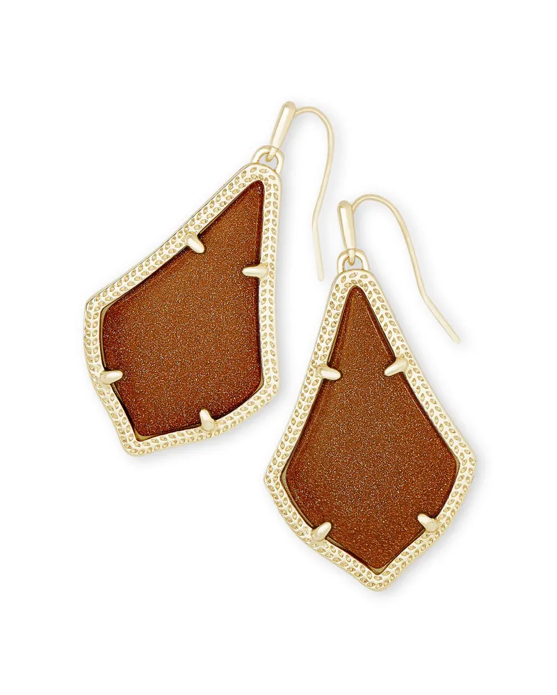 Alex Gold Drop Earrings in Goldstone Glass