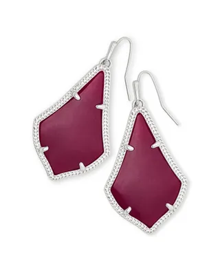 Alex Silver Drop Earrings in Maroon Jade