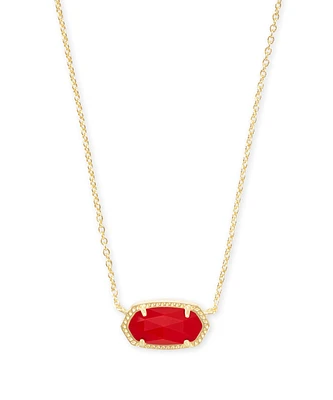 Elisa Gold Pendant Necklace in Bright Red Opaque Glass