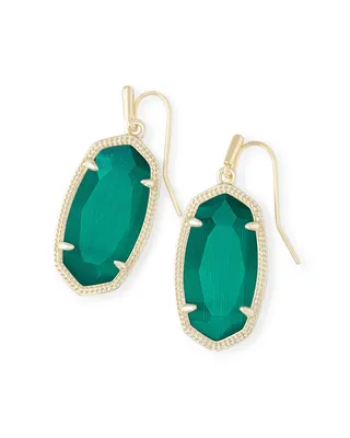 Dani Gold Drop Earrings in Emerald Cat's Eye