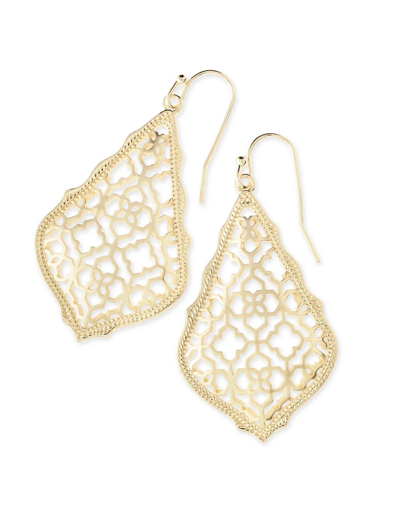 Addie Gold Drop Earrings Silver Filigree Mix