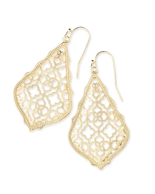 Addie Gold Drop Earrings Silver Filigree Mix