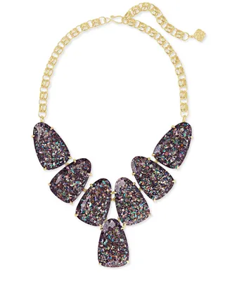 Harlow Gold Statement Necklace in Purple Crushed Abalone