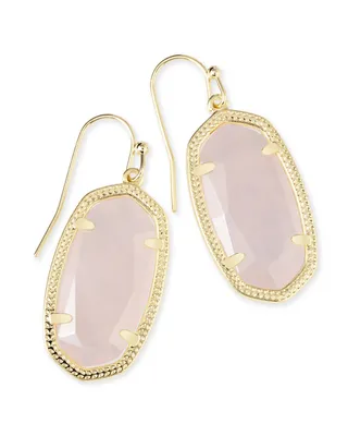 Dani Gold Drop Earrings in Rose Quartz