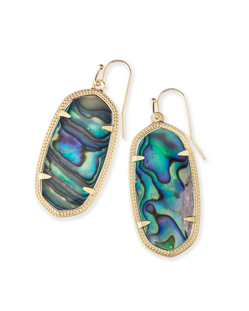 Elle Gold Drop Earrings Navy Abalone