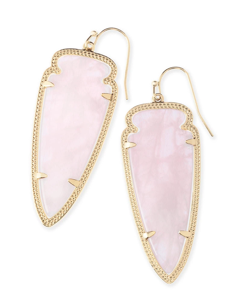 SKYLAR EARRING GOLD ROSE QUARTZ