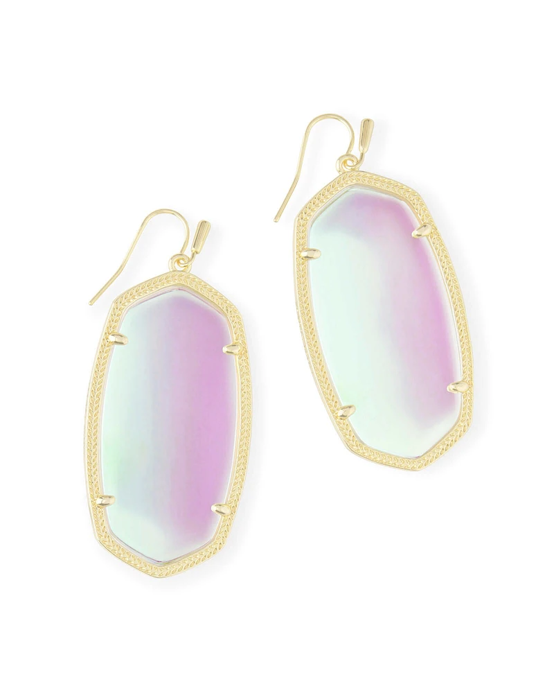 Danielle Gold Statement Earrings Navy Abalone