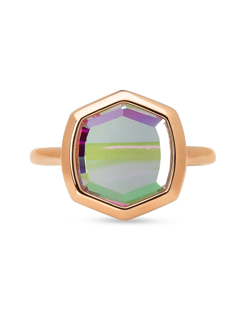 Davis 18k Rose Gold Vermeil Cocktail Ring Ivory Mother-of-Pearl