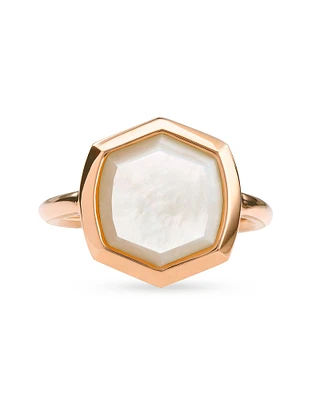 Davis 18k Rose Gold Vermeil Cocktail Ring Ivory Mother-of-Pearl