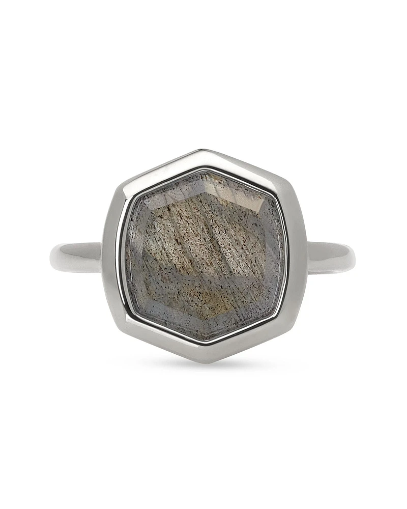 Davis Sterling Silver Cocktail Ring Gray Labradorite