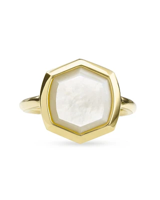 Davis 18k Gold Vermeil Cocktail Ring Ivory Mother-of-Pearl