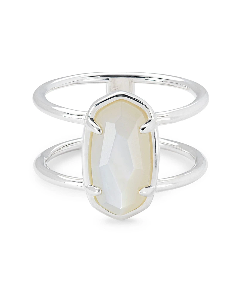 Elyse Sterling Silver Double Band Ring White Opal