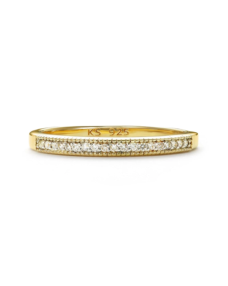 Ensley 18k Gold Vermeil Band Ring White Diamond