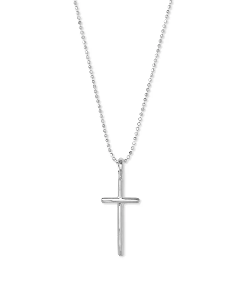 Cross Charm Pendant Necklace in Sterling Silver