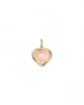 Angie Heart 18k Yellow Gold Vermeil Accent Charm in Rose Quartz